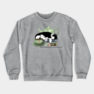 Tea Time Cat & Books Crewneck Sweatshirt